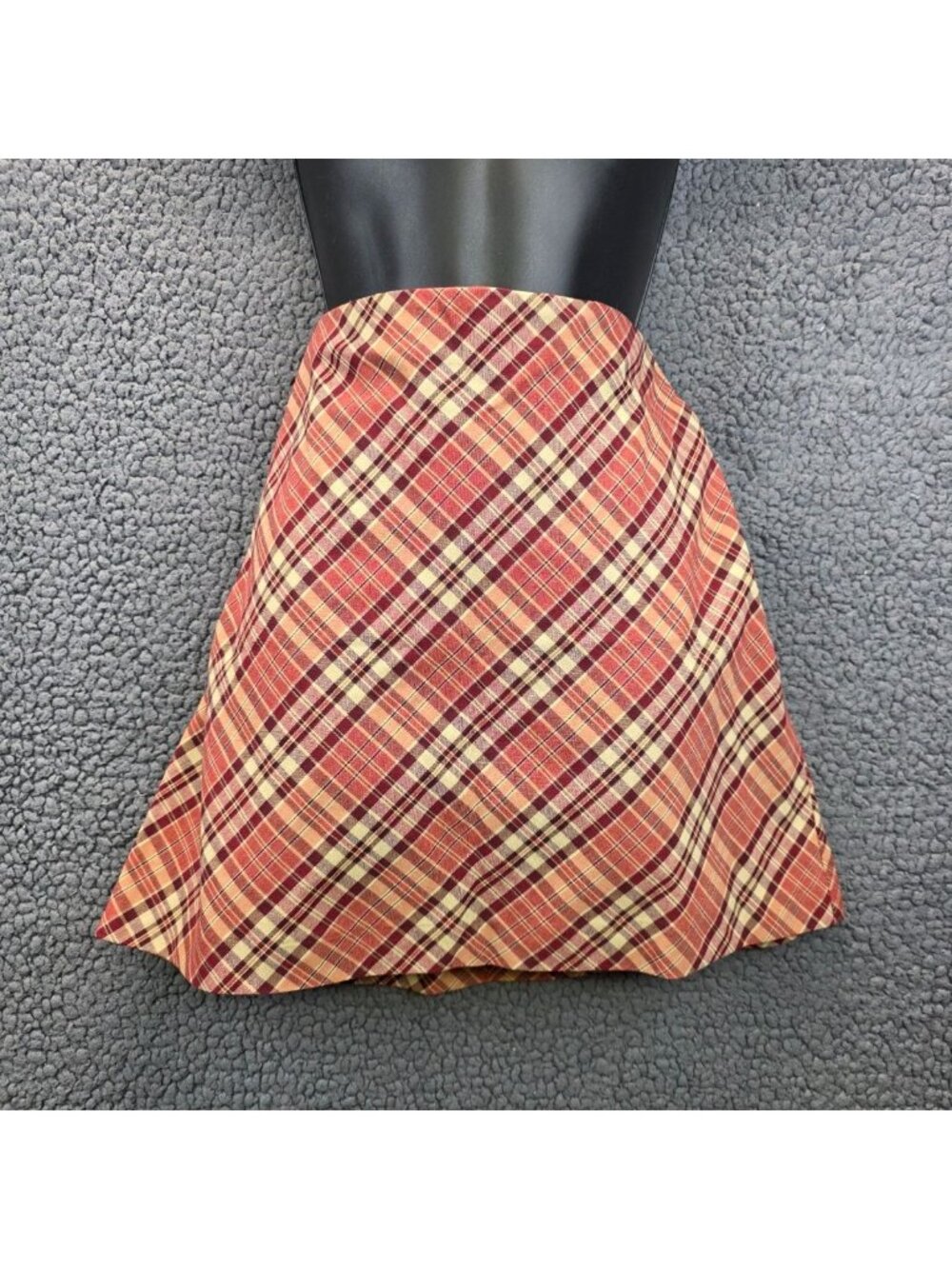 Old Navy A-Line Plaid Mini Skirt Women's Size12 Tan Red Preppy Retro Twee Y2k